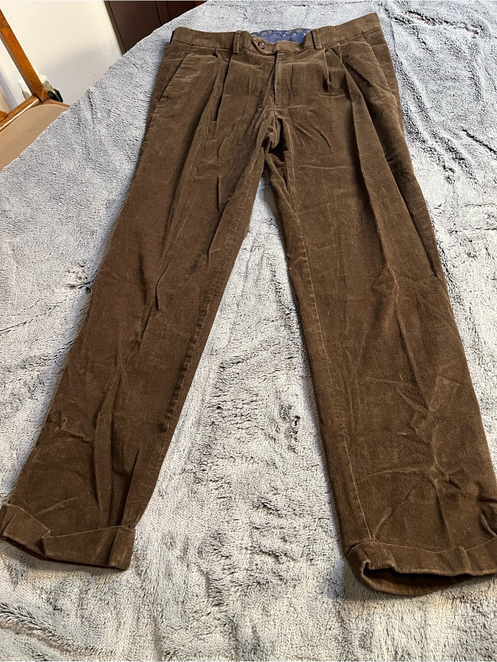 Lauren Brown Corduroy Pleated Pants